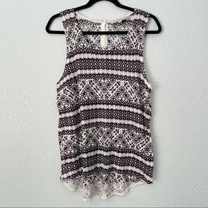 LOFT Fine Knit Printed Button Back Tank Top